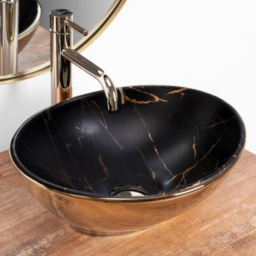 Umywalka Nablatowa SOFIA IN GOLD MARBLE BLACK Czarny Mat Złota
