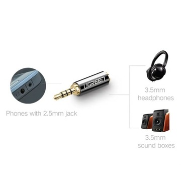 Переходник Ugreen AUX jack 2,5 мм «папа» на гнездо 3,5 мм