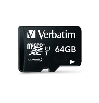 Карта памяти Micro SDXC Verbatim 64 ГБ Class 10 UHS-1 + адаптер SD