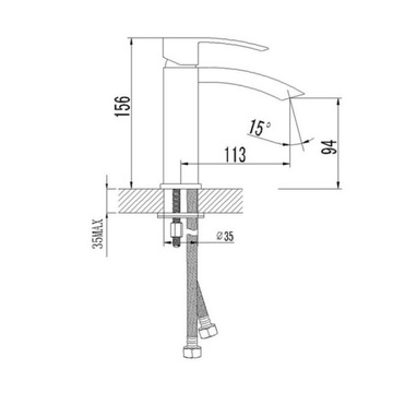 Sapho GINKO 25 смеситель для умывальника, матовый черный 1101-06B
