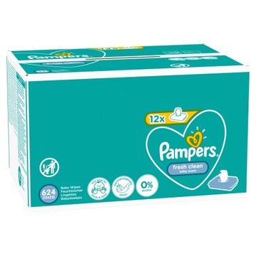 PAMPERS FRESH CLEAN WIPES ВЛАЖНЫЕ САЛФЕТКИ 12х52=624 ШТ.