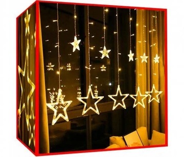 РОЖДЕСТВЕНСКИЕ ЕЛОЧНЫЕ ОГНИ 138 СВЕТОДИОДНЫЕ ШТОРЫ ИСИЛЫ РОЖДЕСТВЕНСКАЯ ГИРЛАНДИЯ ЗВЕЗДЫ 5,5М
