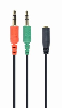 Переходник mini Jack(M) 4PIN - 2x mini Jack(F), 0,2м