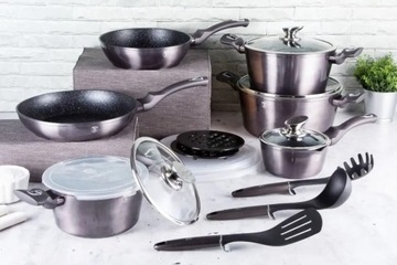 Набор кастрюль 18 шт. Carbon Pro Металлическая линия Berlinger Haus
