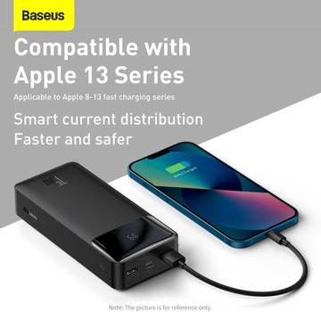 Powerbank BASEUS 30000 мАч, двойной цифровой дисплей, 15 Вт, черный USB-B USB-C USB