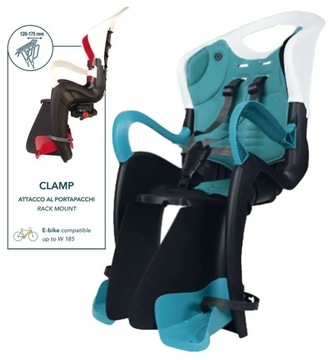 Сиденье на багажник Bellelli Tiger Clamp, белый/бирюзовый