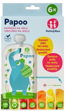 Многоразовые пакеты для еды Petite&Mars Papoo, 6 шт., слон