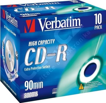 CD-R Verbatim 40x 800 МБ (Jewel Case 10) ДОПОЛНИТЕЛЬНАЯ ЗАЩИТА
