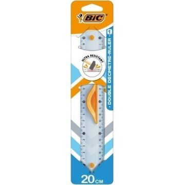 Лінійка BIC прозора, неламка з гумовим ручкою 20 см