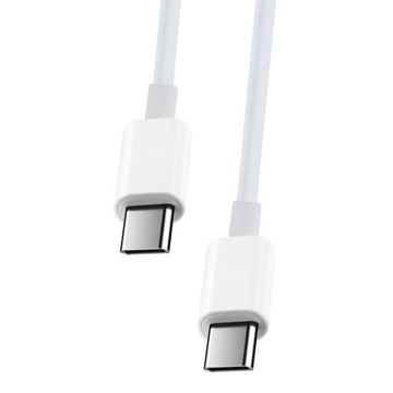 SZYBKI KABEL DWUSTRONNY USB-C - USB-C 1m 80W PRZESYŁ DANYCH PD QC 3.0 BIAŁY