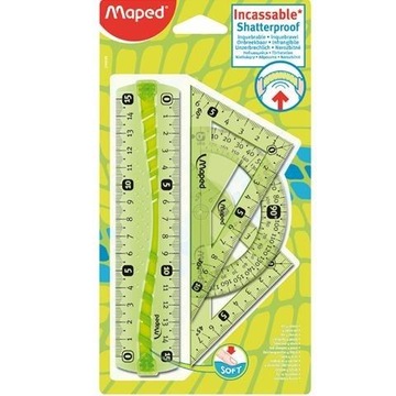 ZESTAW MAPED FLEX MINI LINIJKA 2 EKIERKI KĄTOMIERZ