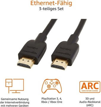 3 X AmazonBasics kabel HDMI 3 m Typu A (Standard)