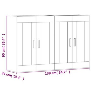 VidaXL белый 34 x 69,5 x 90 см