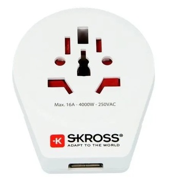 SKROSS Europe USB-адаптер для путешествий для иностранцев в Чехии, USB-A, 12 Вт, тип E/F