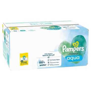 PAMPERS AQUA HARMONIE WIPES ВЛАЖНЫЕ САЛФЕТКИ 9х48=432 ШТ.