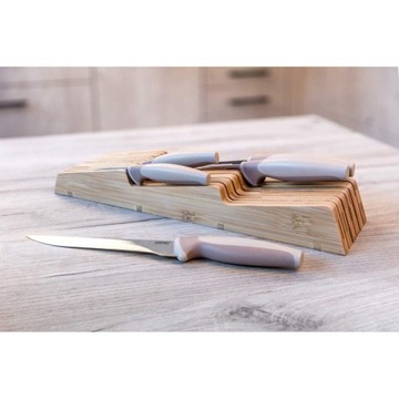 Органайзер для ящиков, Подставка для банкетных ножей, 22 см, натуральный бамбук