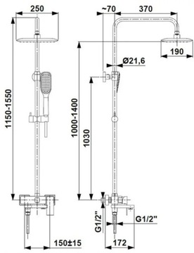 НАСТЕННЫЙ НАБОР ДЛЯ ВАННЫ/ДУШЕВОГО НАБОРА ДОЖДЕВОЙ ДУШ ЛЕНТА хром KFA Фитинги