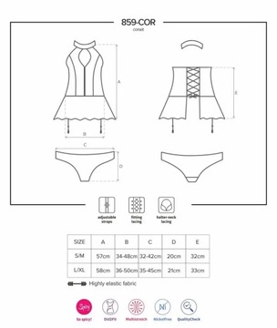 ОБЕССИВНОЕ СЕКСУАЛЬНОЕ БЕЛЬЕ 859-COR-1 КОРСЕТ И ТРУСИКИ S/M