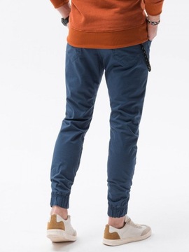Spodnie męskie materiałowe JOGGERY z ozdobnym sznurkiem nieb V10 P908 XL