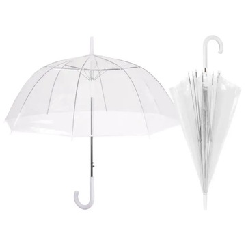 Parasol Parasolka Przeźroczysta Biała Ślub Ślubna Ozdobna Bezbarwna XXL