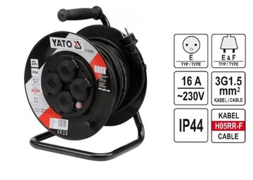 PRZEDŁUŻACZ BĘBNOWY 30m 3 x 1,5mm YATO- 81053