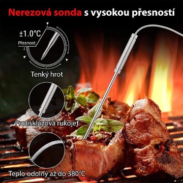 Цифровой кухонный термометр ThermoPro TP-17H, четыре зонда, серебристый