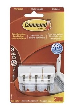 РУЧКА ПРОЗРАЧНЫЕ МЕТАЛЛИЧЕСКИЕ КРЮЧКИ COMMAND 3 ШТ.