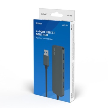 SAVIO 4-портовый концентратор USB 3.1 Gen 1, AK-53