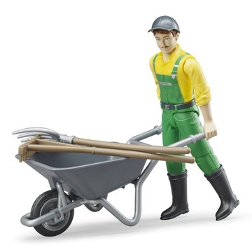 BRUDER 62610 BWORLD FIGURKA PRACOWNIKA Z Taczką