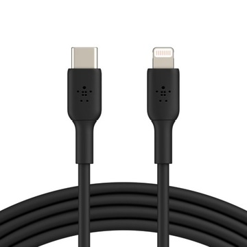 Кабель BELKIN PVC USB-C — Lightning, 1 м, черный