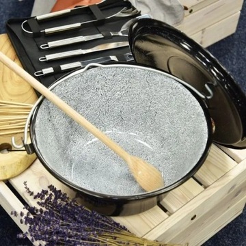 Венгерский подвесной казан, эмалированная кастрюля для костра барбекю, ЧЕРНЫЙ, 8л