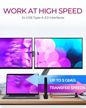 Док-станция IcyBox IB-DK2251AC для ноутбука DisplayLink, 2 x HDMI