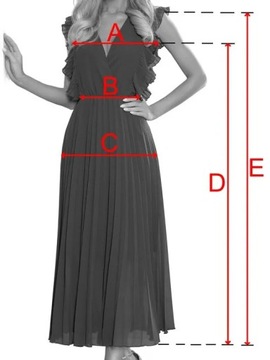 315-2 EMILY Plisowana sukienka z falbankami i dekoltem - CHABROWA - XL