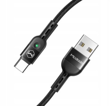 MCDODO USB-C ПРУЖИННЫЙ КАБЕЛЬ ДЛЯ БЫСТРОЙ ЗАРЯДКИ QC4 USB TYPE C LED 1,8M