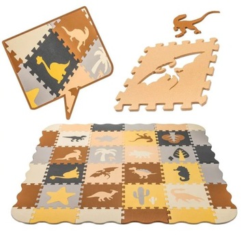 Коврик-пазл/манеж из пенопласта 36 шт. динозавры 143 см х 143 см х 1 см