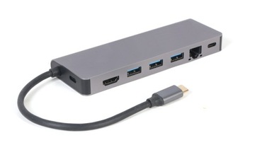 Концентратор USB-C — HDMI 1xUSB-C RJ45 GbE 2xUSB-A Устройство чтения карт SD PD 100 Вт
