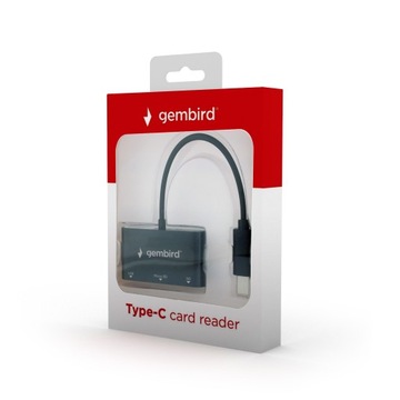 Комбинированный картридер USB Type-C SDXC Gembird Kompakter, черный UHB-CR3-02