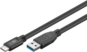 Кабель USB-C-USB-A 3.0 — черный, 1м.