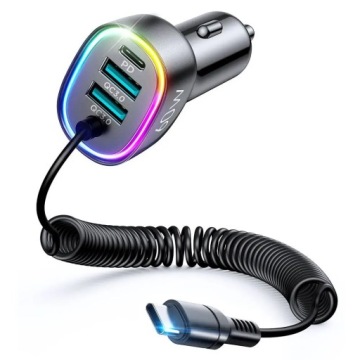 АВТОМОБИЛЬНОЕ ЗАРЯДНОЕ УСТРОЙСТВО JOYROOM 2x USB 1x USB C С КАБЕЛЕМ USB C ДЛЯ АВТОМОБИЛЯ
