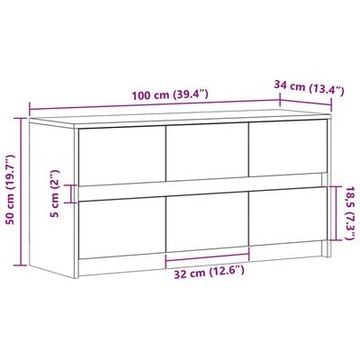 Szafka pod TV z LED, dąb sonoma, 100x34x50 cm