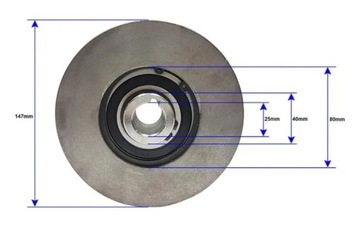 KOŁO PASOWE SPRZĘGŁO ODŚRODKOWE DO ZAGĘSZCZARKI 25MM 2-PASY