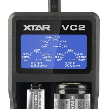 ЗАРЯДНОЕ УСТРОЙСТВО С ЖК-ДИСПЛЕЕМ XTAR VC2 LI-ION 18650 2 КАНАЛА