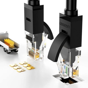 Плоский кабель Ugreen LAN Ethernet Кат. 6 8м черный (NW102)