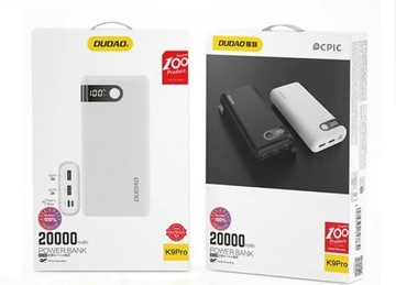 Powerbank 20000 мАч 2x USB USB-C micro USB 2A со светодиодным экраном белый