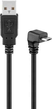 Kabel USB 2.0 na Micro USB, kątowy, 1,8 m, Czarny