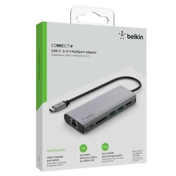 Hub Belkin Connect USB-C 6-in-1 Multiport Adapter 1x4k HDMI/2xUSB-A/1xUSB-C