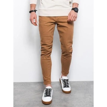 Jeansowe spodnie męskie bez przetarć SLIM FIT camel V10 OM-PADP-0148 XL
