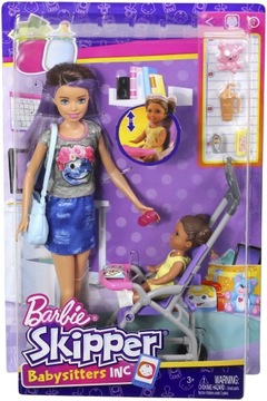 Lalka Barbie opiekunka Bobas z wózkiem i akcesoriami FJB00 Mattel SKIPPER