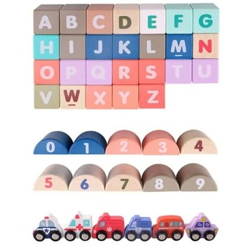 НАБОР ДЕРЕВЯННЫХ БЛОКОВ ГОРОДСКАЯ ДОРОГА 115 ЭЛЕМЕНТОВ