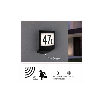Настенный светильник Paulmann Zigbee номер дома PADEA PIR LED